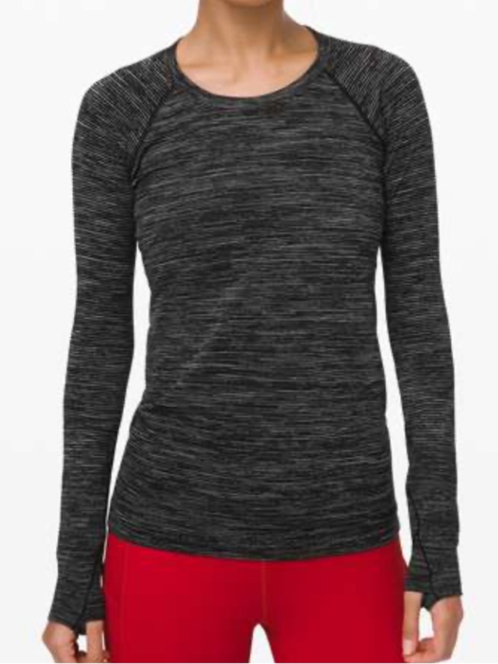 Lululemon Swiftly Tech Long Sleeve Crew Heathered Black / Gray | Size 8